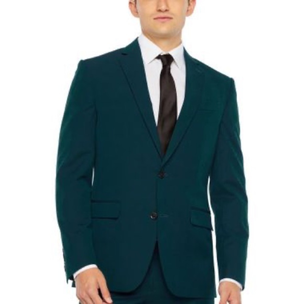 JF J.Ferrar Dark Teal Slim Fit Stretch Suit Jacket
